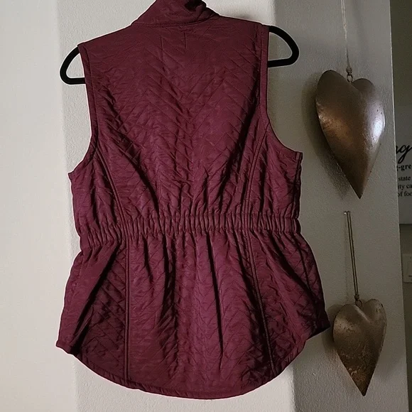 BLUE MOUNTAIN Lightweight  Stretch Waist Puffer Zip Vest Burgundy size S - Picture 5 of 10